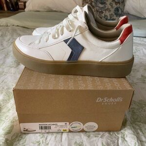 Dr. Scholl's White Sneakers with Blue and Red Details -brand new ( run small)